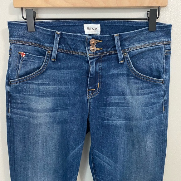 Hudson (29) Mid Rise Cropped Raw Ankle Dark Wash Denim - Picture 3 of 8